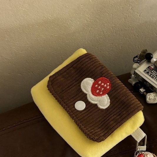 Corduroy organizator torbica za kartice i novčanik s Cartoon uzorkom, džep za slušalice, 1-slojna preklopna novčana torbica, podstava od poliestera, prozračna i sklopiva