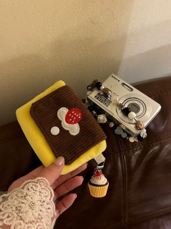 Corduroy organizator torbica za kartice i novčanik s Cartoon uzorkom, džep za slušalice, 1-slojna preklopna novčana torbica, podstava od poliestera, prozračna i sklopiva