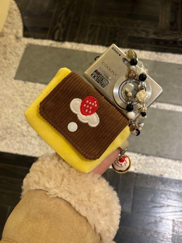 Corduroy organizator torbica za kartice i novčanik s Cartoon uzorkom, džep za slušalice, 1-slojna preklopna novčana torbica, podstava od poliestera, prozračna i sklopiva