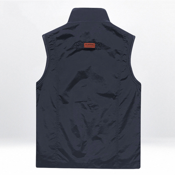 Muška outdoor brzosušeća vest s više džepova za fotografiranje, stojeći ovratnik, prednji zatvarač, fleece podstava, najlon glavni materijal, podstava poliester