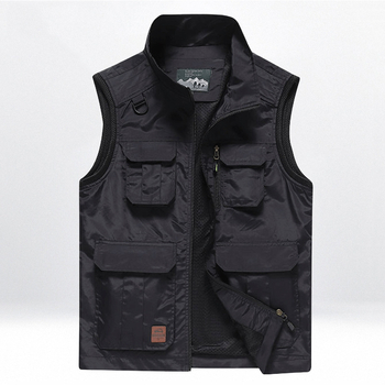 Muška outdoor brzosušeća vest s više džepova za fotografiranje, stojeći ovratnik, prednji zatvarač, fleece podstava, najlon glavni materijal, podstava poliester