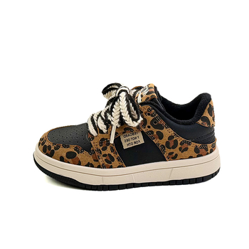 Dječje tenisice s leopard uzorkom i fleece unutrašnjosti, unisex casual i sportske obuće za jesen-zimu 2025