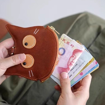 Ženski PU kožni novčanik za vrat s držačem kartica, životinjski uzorak, svjež i sladak stil