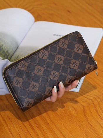 Portofel pentru carduri de damă din PVC, model cu un singur pli, imprimeu cu litere, brand Orange bean, căptușeală din poliester