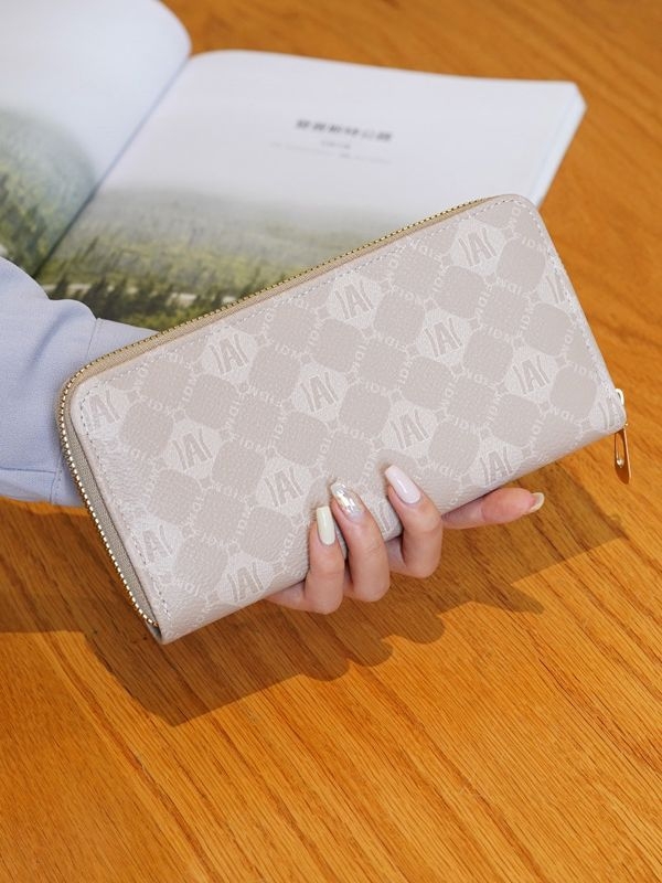 Portofel pentru carduri de damă din PVC, model cu un singur pli, imprimeu cu litere, brand Orange bean, căptușeală din poliester