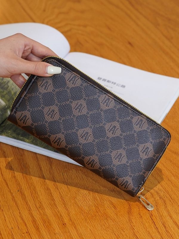 Portofel pentru carduri de damă din PVC, model cu un singur pli, imprimeu cu litere, brand Orange bean, căptușeală din poliester