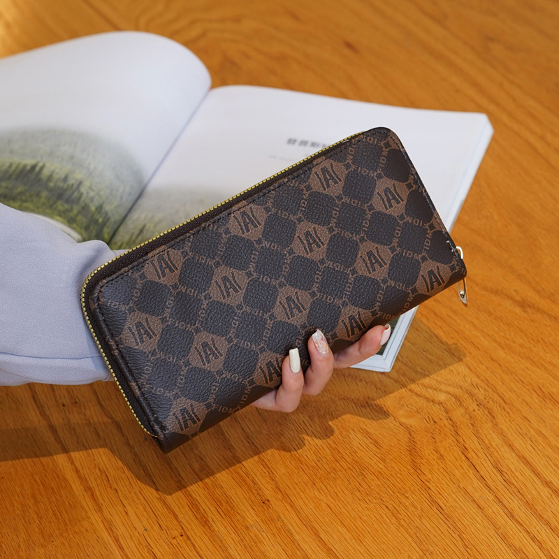 Portofel pentru carduri de damă din PVC, model cu un singur pli, imprimeu cu litere, brand Orange bean, căptușeală din poliester