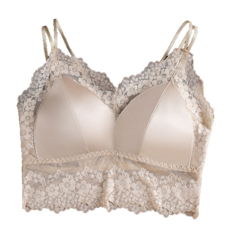 Wrap grudnjak od Ice Silk najlona, 3/4 košarica, tanke oblikovane košarice, špagetne naramenice, križni stražnji dio, push-up, prozračan
