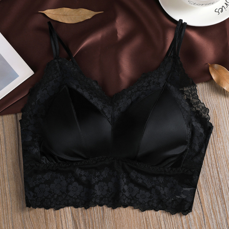 Wrap grudnjak od Ice Silk najlona, 3/4 košarica, tanke oblikovane košarice, špagetne naramenice, križni stražnji dio, push-up, prozračan