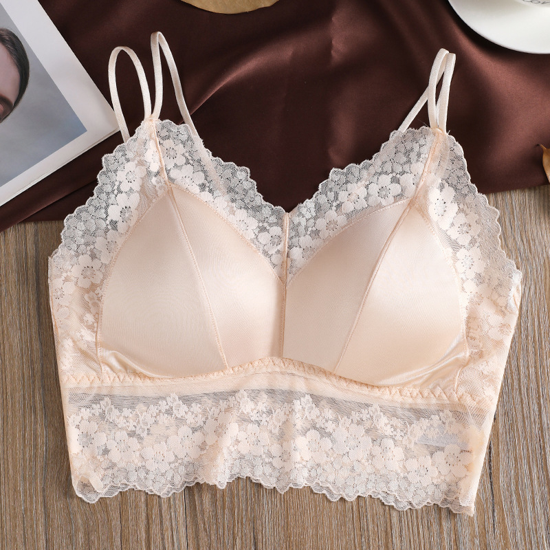 Wrap grudnjak od Ice Silk najlona, 3/4 košarica, tanke oblikovane košarice, špagetne naramenice, križni stražnji dio, push-up, prozračan