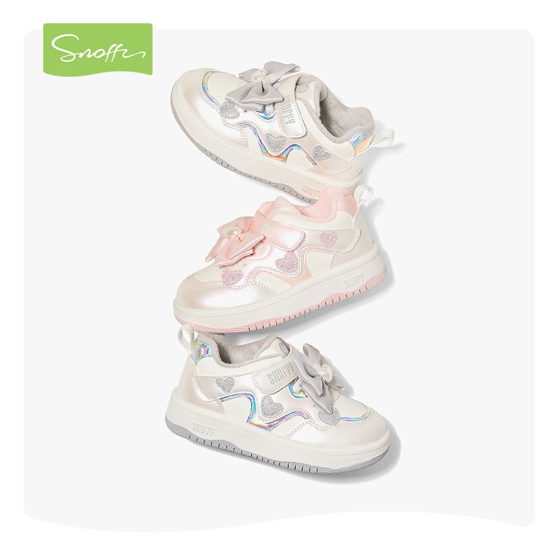 Lányoknak készült téli sportcipő vastag talppal — felsőrész mikrovlíros bőr, talp gumi, alacsony felsőrész, Velcro-zárás, PU belső talp, 2025 tél