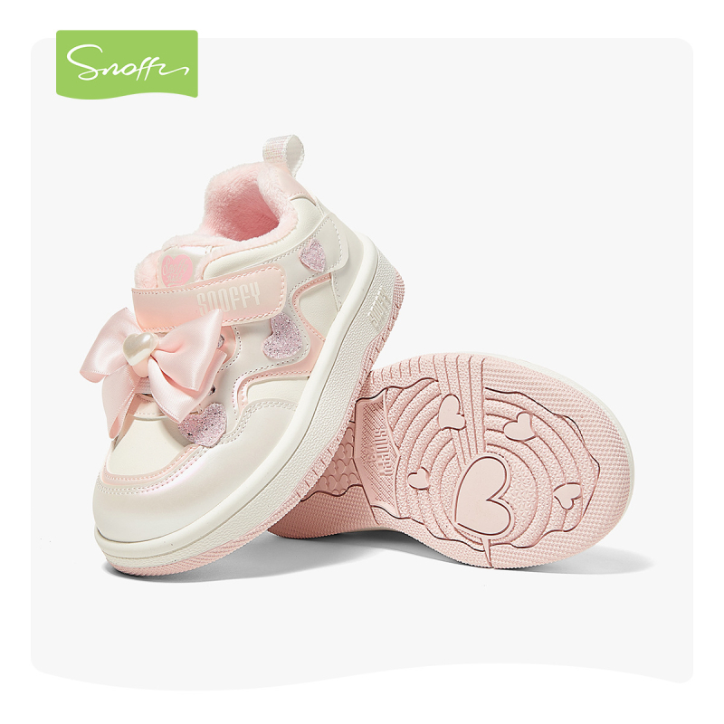 Lányoknak készült téli sportcipő vastag talppal — felsőrész mikrovlíros bőr, talp gumi, alacsony felsőrész, Velcro-zárás, PU belső talp, 2025 tél