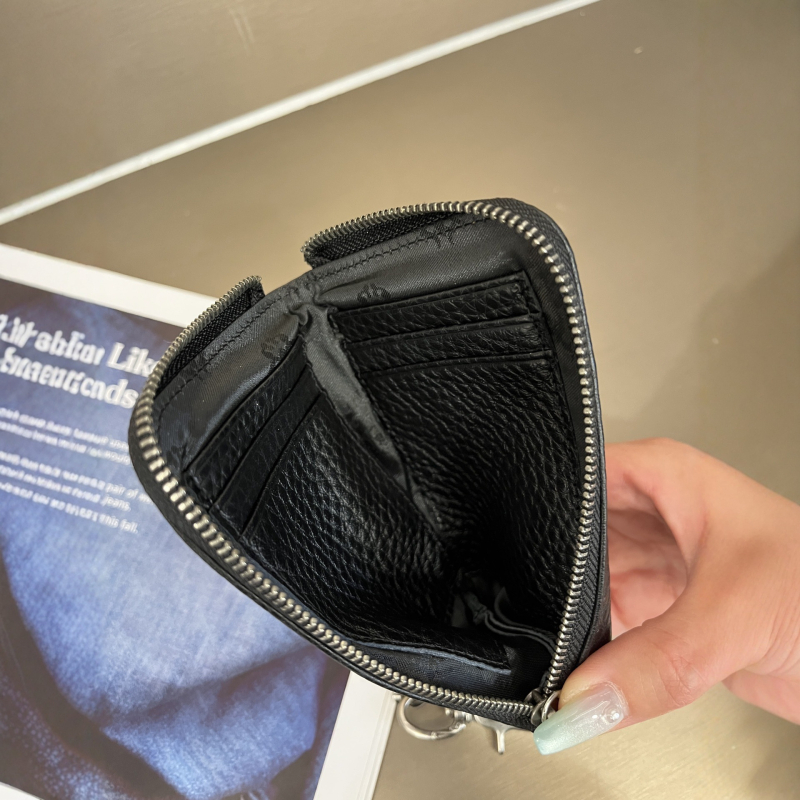 Мини портфейл с джоб за карти и монети – Естествена кожа, първи слой телешка кожа, Унисекс, Минималистичен тих лукс, Подплата от памук