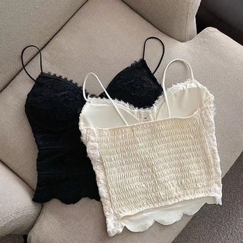 Čipkasti top s trakom za prsni dio, vest stil, seksi dizajn, 3/4 košarica, srednja napunjenost, ljeto 2024