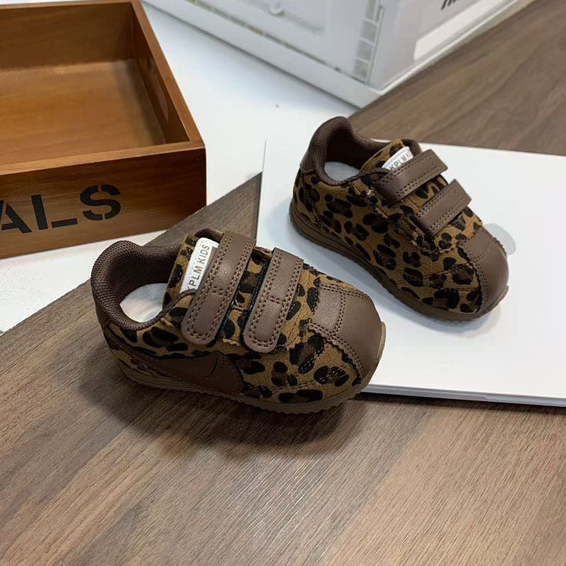 Leopard mintás sportcipők 1-3 éveseknek, puha talp, Velcro-zár, lélegző, vízálló