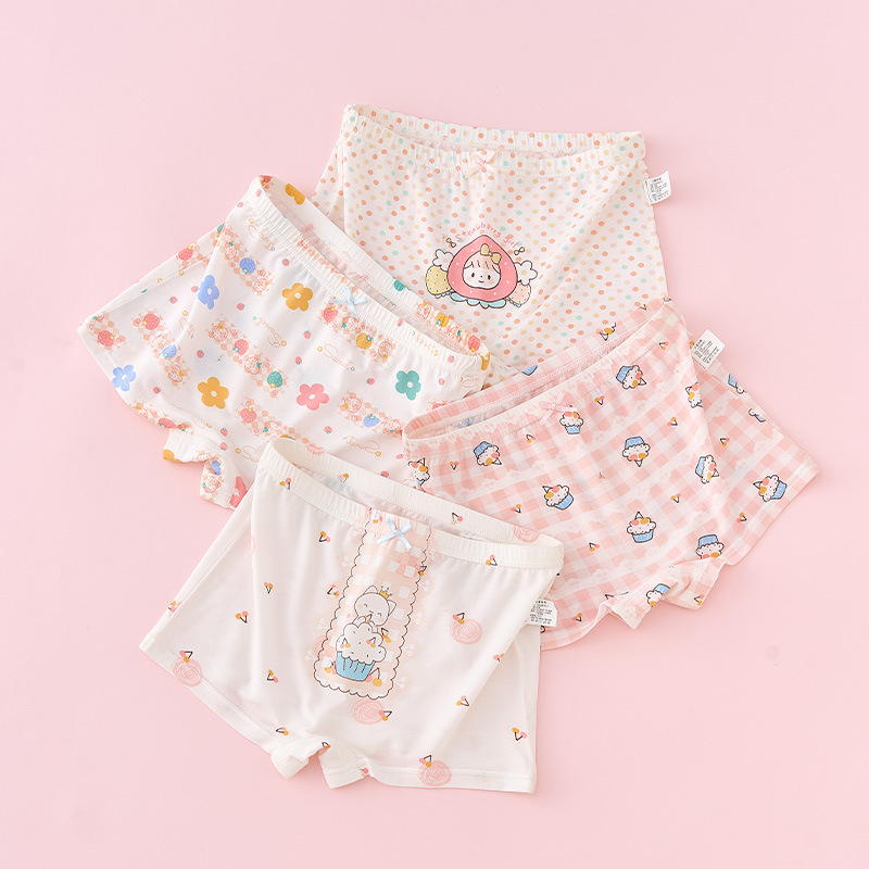 Boxerice za djevojčice od modalnog, 95% modal, pojas bez kostiju šavova, ljeto 2025, za djecu 3–8 godina (100–140 cm)