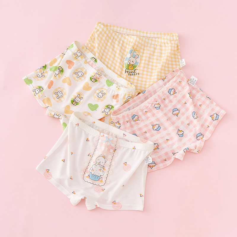 Boxerice za djevojčice od modalnog, 95% modal, pojas bez kostiju šavova, ljeto 2025, za djecu 3–8 godina (100–140 cm)