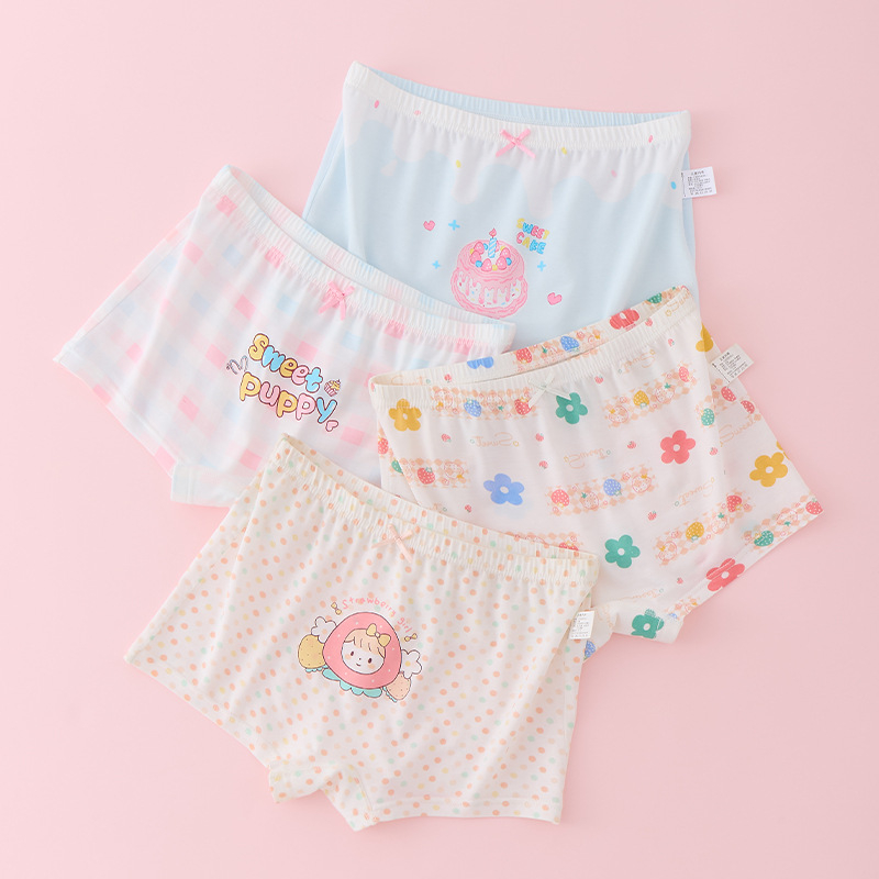 Boxerice za djevojčice od modalnog, 95% modal, pojas bez kostiju šavova, ljeto 2025, za djecu 3–8 godina (100–140 cm)