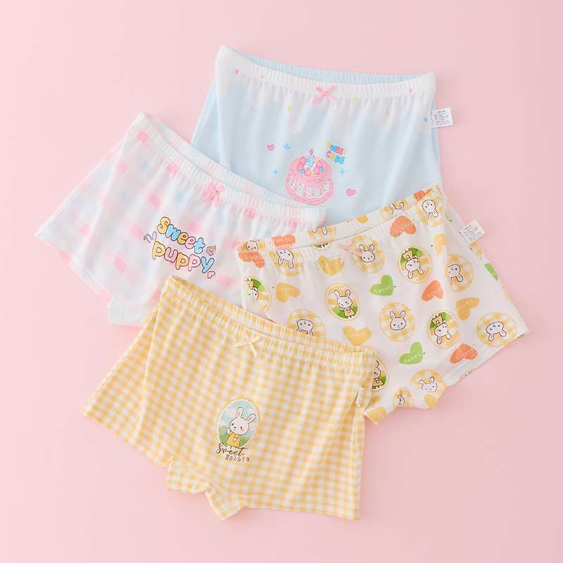 Boxerice za djevojčice od modalnog, 95% modal, pojas bez kostiju šavova, ljeto 2025, za djecu 3–8 godina (100–140 cm)