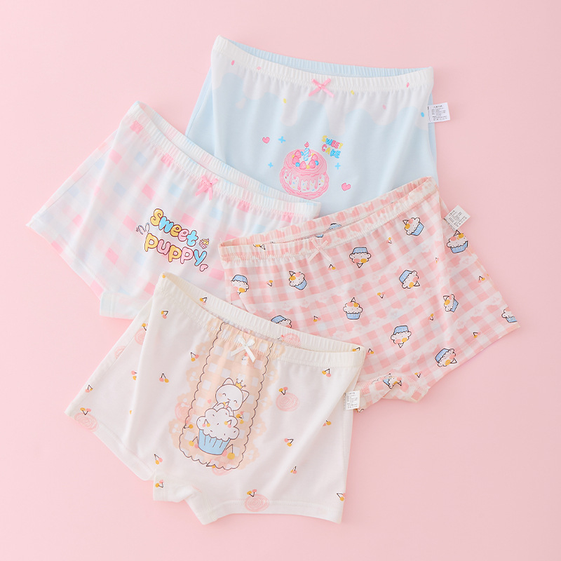 Boxerice za djevojčice od modalnog, 95% modal, pojas bez kostiju šavova, ljeto 2025, za djecu 3–8 godina (100–140 cm)