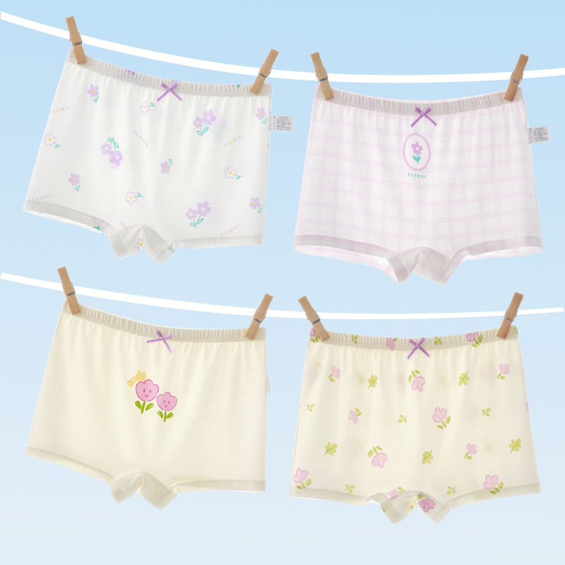 Boxerice za djevojčice od modalnog, 95% modal, pojas bez kostiju šavova, ljeto 2025, za djecu 3–8 godina (100–140 cm)