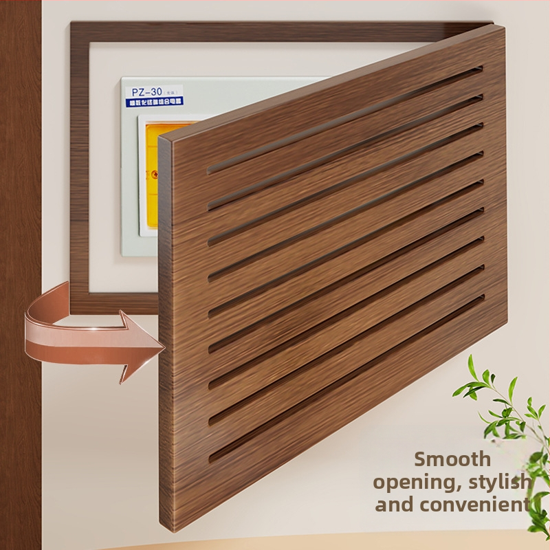 Drevený dekoratív kryt pre nízkonapäťový box, bez vŕtania, s rámom z dreva, pre elektromer a káblový box, moderný minimalistický štýl