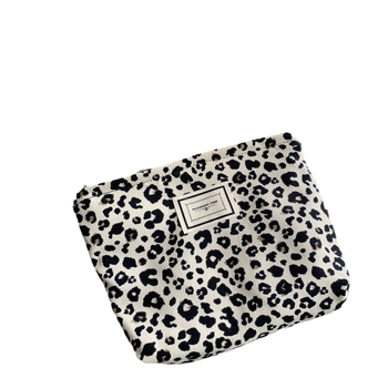 Τσαντάκι καλλυντικών από καμβά με λεοπάρ μοτίβο, φερμουάρ, θήκη για κινητό και ταυτότητα, καθημερινή χρήση