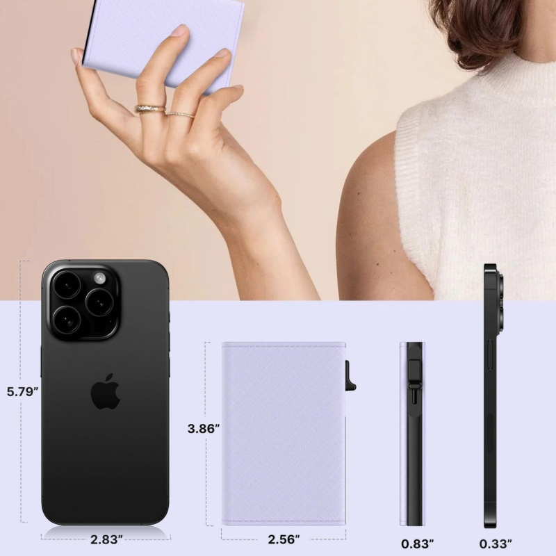 Novčanik s pop-up aluminijskim kućištem, 3 preklopa, RFID zaštita, sintetička koža, PU podstava