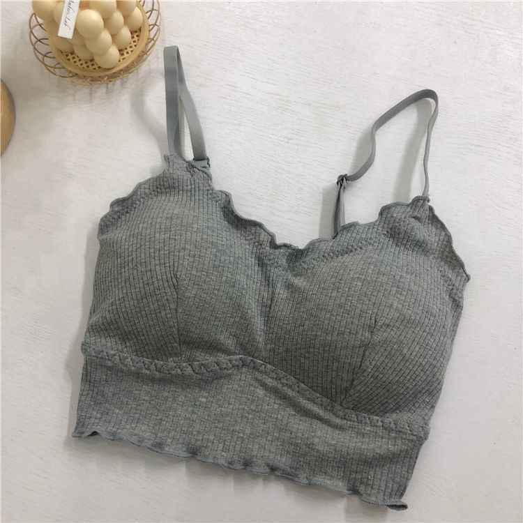 Pamukasti bez naramenica crop top s ugrađenom jastučićem za grudi, krati crop top s lijepim leđima i volanima