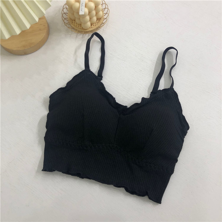 Pamukasti bez naramenica crop top s ugrađenom jastučićem za grudi, krati crop top s lijepim leđima i volanima
