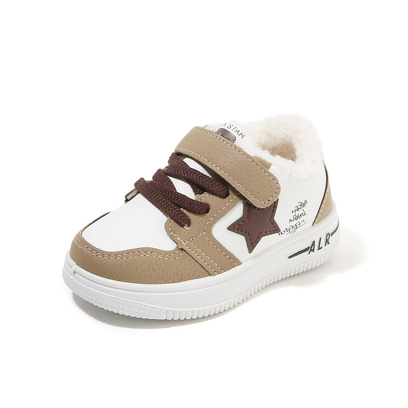 Zimske tople tenisice za bebe i djecu, gornji dio od umjetne kože, fleece podstava unutrašnjosti, Velcro zatvaranje, PVC potplat