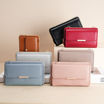 TEAYY Ženska crossbody torbica za mobitel, velika kapaciteta, PU koža, jednobojna boja, više pretinaca za kartice, podstava od sintetičke kože