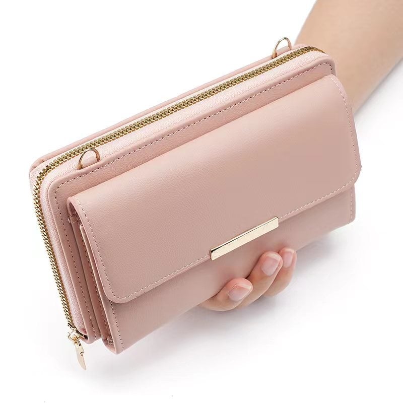 TEAYY Ženska crossbody torbica za mobitel, velika kapaciteta, PU koža, jednobojna boja, više pretinaca za kartice, podstava od sintetičke kože