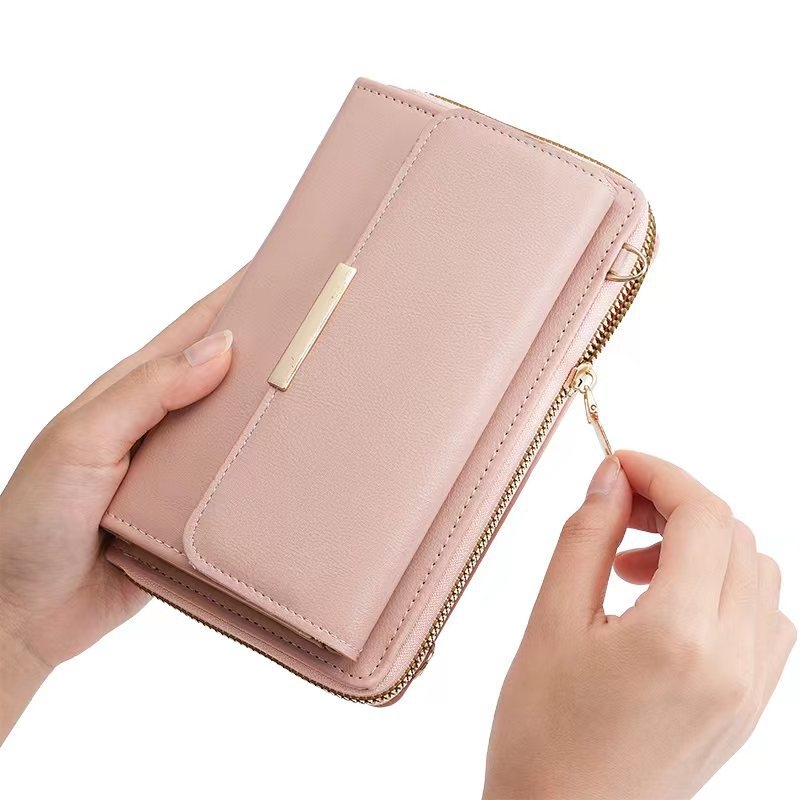 TEAYY Ženska crossbody torbica za mobitel, velika kapaciteta, PU koža, jednobojna boja, više pretinaca za kartice, podstava od sintetičke kože