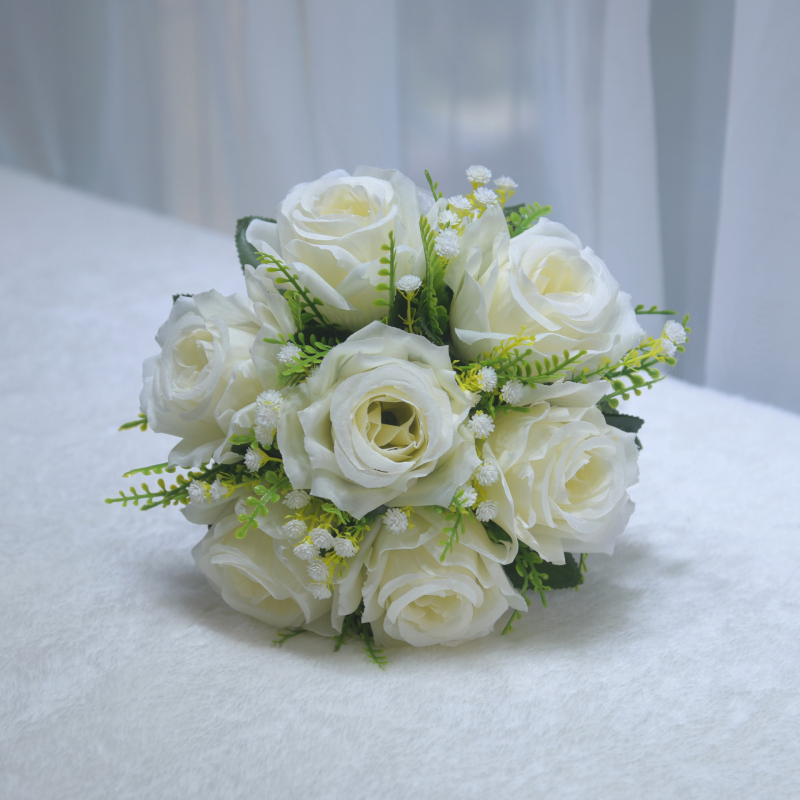 Buchet de trandafiri din mătase pentru fotografii de nuntă – trandafiri artificiali, varietate: Trandafir, Meșteșug: Altul, Brand: Good Luck