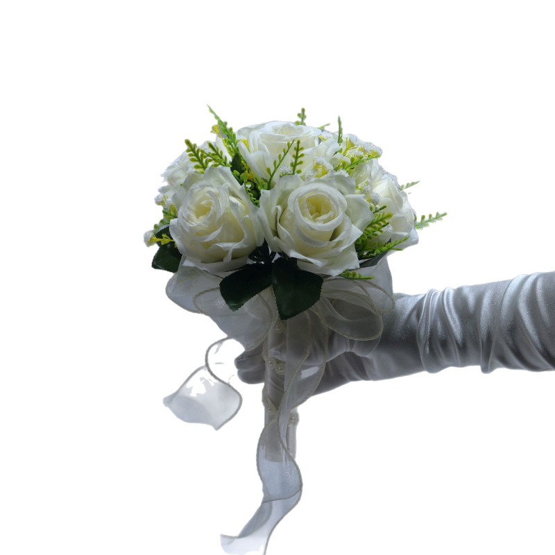 Buchet de trandafiri din mătase pentru fotografii de nuntă – trandafiri artificiali, varietate: Trandafir, Meșteșug: Altul, Brand: Good Luck