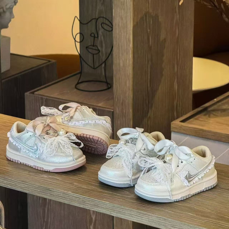 Adidași casual pentru copii cu Velcro, funda cu perle, talpă groasă din cauciuc, antiderapant, primăvară 2026