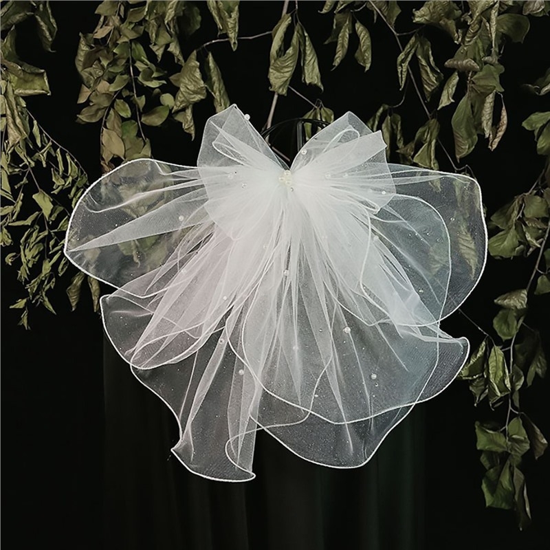 Menyasszonyi fejfedő fátyol — rövid Mori-stílusú, retro koreai dizájn; fém kivitelezés; fejfedő kiegészítő; 2022 ősz