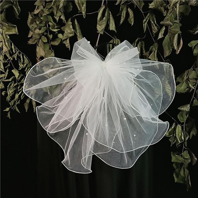 Menyasszonyi fejfedő fátyol — rövid Mori-stílusú, retro koreai dizájn; fém kivitelezés; fejfedő kiegészítő; 2022 ősz