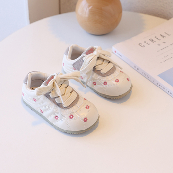 Pantofi sport pentru fete, cu partea superioară din piele microfibră, talpă din cauciuc, închidere Velcro, pentru 7–12 ani