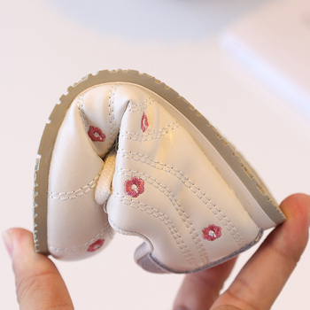 Pantofi sport pentru fete, cu partea superioară din piele microfibră, talpă din cauciuc, închidere Velcro, pentru 7–12 ani