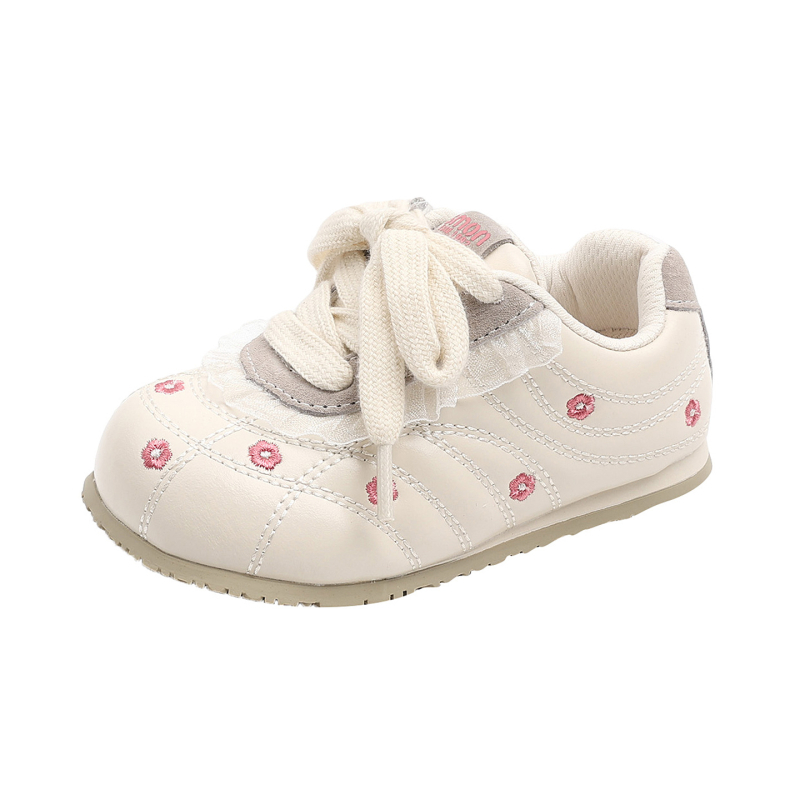 Pantofi sport pentru fete, cu partea superioară din piele microfibră, talpă din cauciuc, închidere Velcro, pentru 7–12 ani