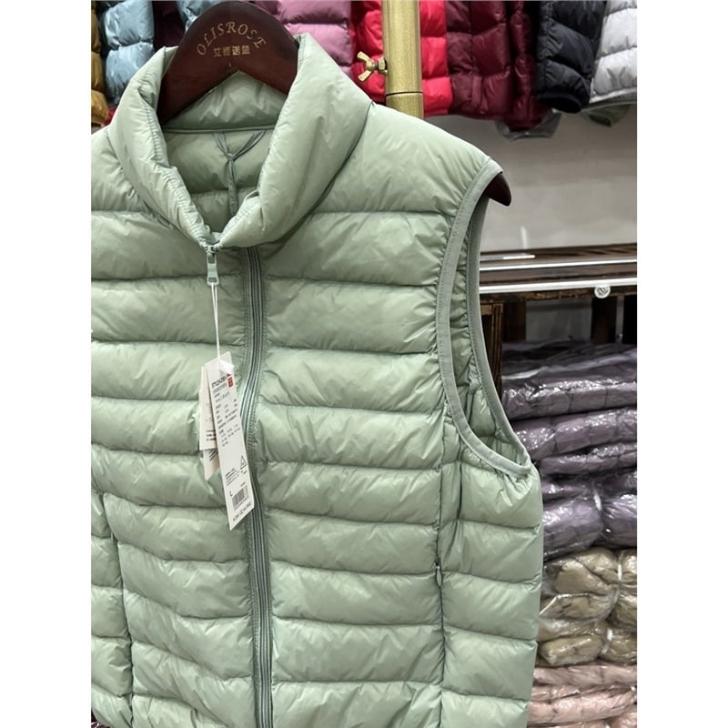 Youjia γυναικείο ελαφρύ γιλέκο με πούπουλα πάπιας, κοντό ύφος, εξωτερικό ύφασμα νάιλον, 86–90% πούπουλο πάπιας, στενή γραμμή, χειμώνας 2025