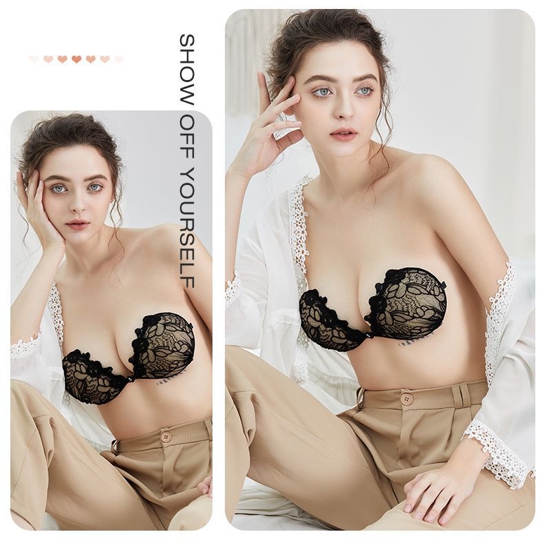 Ragasztó melltapasz tenyér alakú, vastagított csipkés hímzéssel, láthatatlan push-up hatású, esküvői fotózáshoz.
