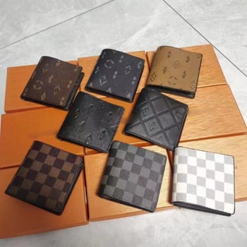 Portofel pentru bărbați cu mai multe buzunare pentru carduri, model cu litere, PU piele, căptușeală din piele sintetică, Primăvara 2025