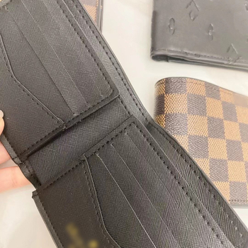 Portofel pentru bărbați cu mai multe buzunare pentru carduri, model cu litere, PU piele, căptușeală din piele sintetică, Primăvara 2025