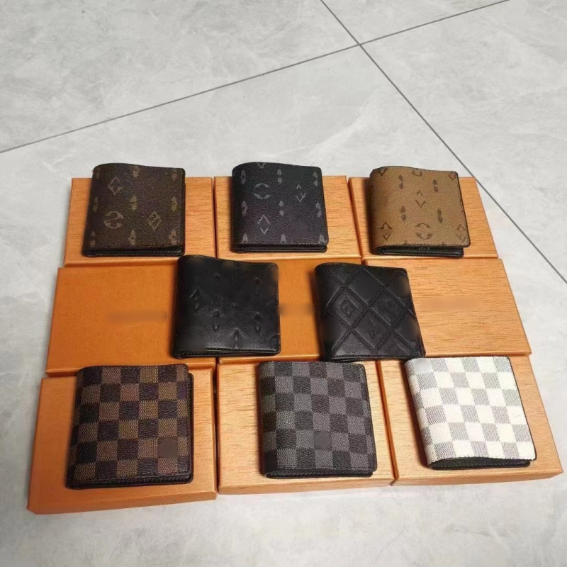 Portofel pentru bărbați cu mai multe buzunare pentru carduri, model cu litere, PU piele, căptușeală din piele sintetică, Primăvara 2025