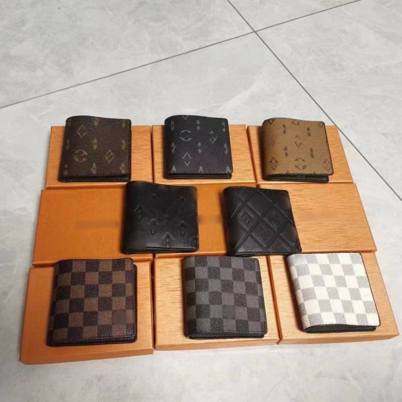 Portofel pentru bărbați cu mai multe buzunare pentru carduri, model cu litere, PU piele, căptușeală din piele sintetică, Primăvara 2025