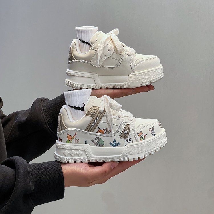 Pantofi sport pentru copii casual, partea superioară din piele artificială, imprimeu desene animate, închidere Velcro, pentru vârstele 4–12 ani, talpă din cauciuc sintetic