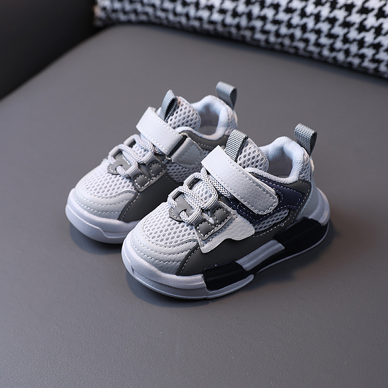 Pantofi de alergare pentru copii, cu exterior din plasă, închidere Velcro, respirabili, ușori, talpă EVA antiderapant